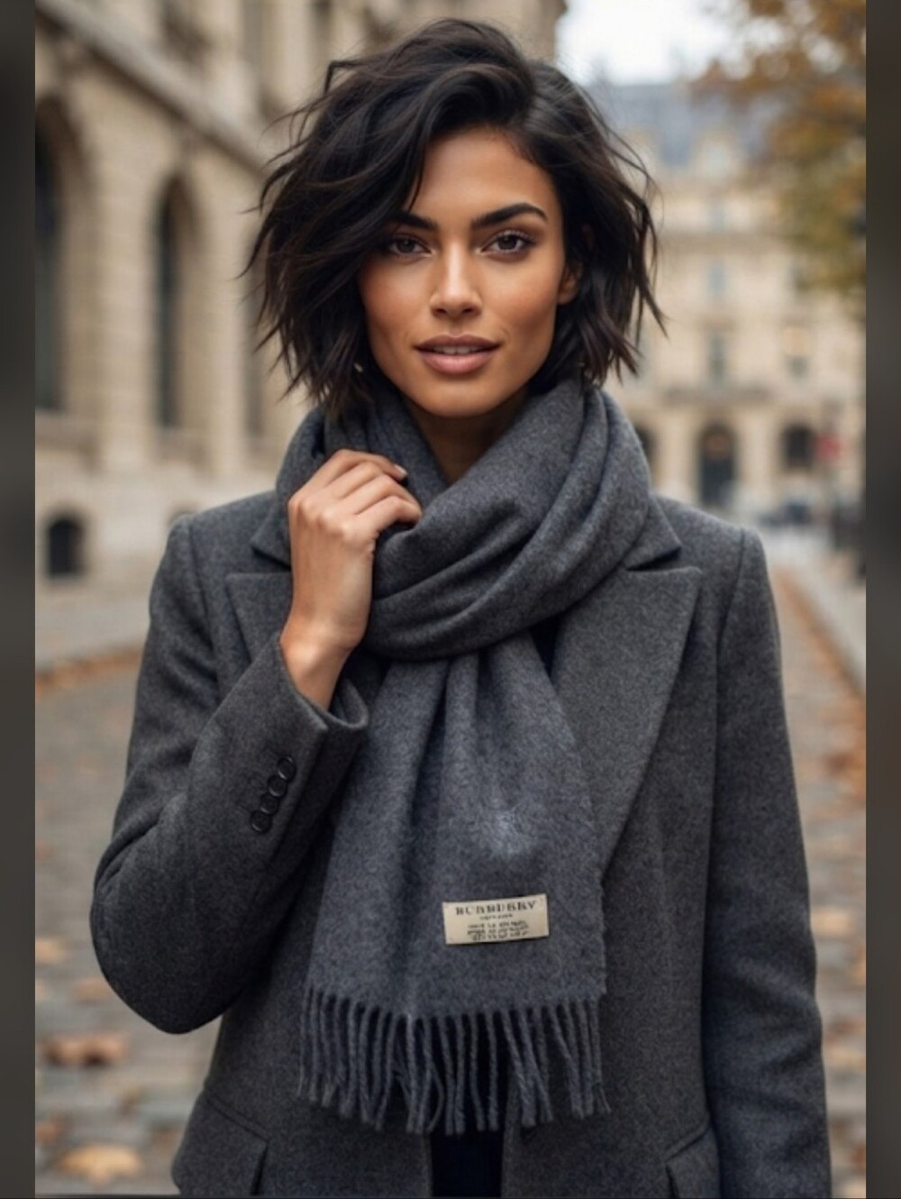 BURBERRY CLASSIC STEEL COLOR LAMBSWOOL SCARF